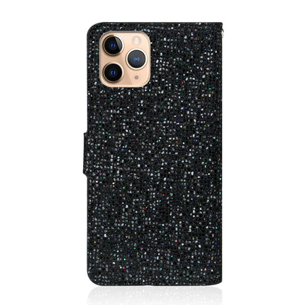 Glitter Powder Horizontal Flip Leather Case with Card Slots & Holder & Lanyard For iPhone 13 Pro Max(Black)-garmade.com
