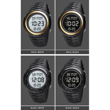 SKMEI 1632 Dual Time Display Luminous Electronic Watch, Support Alarm Clock(Golden Black)-garmade.com