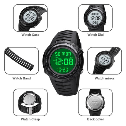 SKMEI 1632 Dual Time Display Luminous Electronic Watch, Support Alarm Clock(Golden Black)-garmade.com