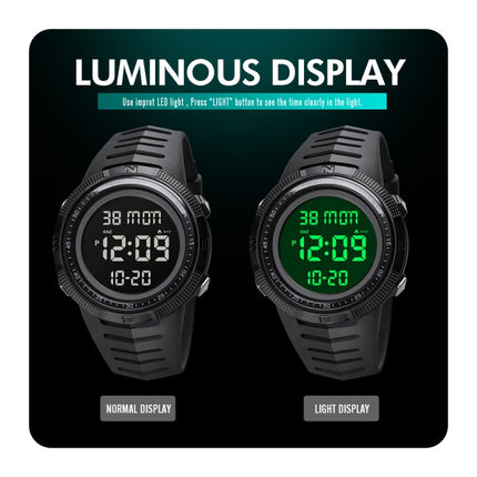 SKMEI 1632 Dual Time Display Luminous Electronic Watch, Support Alarm Clock(Golden White)-garmade.com