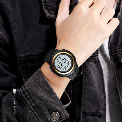 SKMEI 1632 Dual Time Display Luminous Electronic Watch, Support Alarm Clock(Golden White)-garmade.com