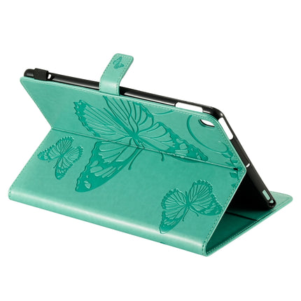 For iPad 10.2 / Pro 10.5 / Air 2019 Pressed Printing Butterfly Pattern Horizontal Flip PU Leather Case with Holder & Card Slots & Wallet & Pen Slot(Green)-garmade.com
