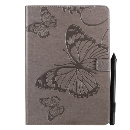 For iPad 10.2 / Pro 10.5 / Air 2019 Pressed Printing Butterfly Pattern Horizontal Flip PU Leather Case with Holder & Card Slots & Wallet & Pen Slot(Grey)-garmade.com