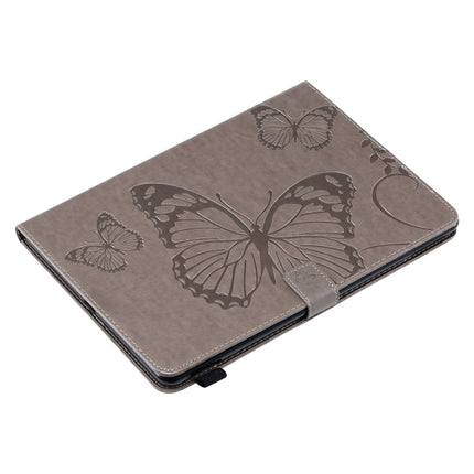 For iPad 10.2 / Pro 10.5 / Air 2019 Pressed Printing Butterfly Pattern Horizontal Flip PU Leather Case with Holder & Card Slots & Wallet & Pen Slot(Grey)-garmade.com