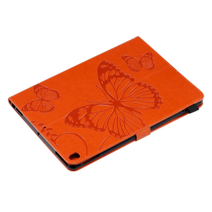For iPad 10.2 / Pro 10.5 / Air 2019 Pressed Printing Butterfly Pattern Horizontal Flip PU Leather Case with Holder & Card Slots & Wallet & Pen Slot(Orange)-garmade.com
