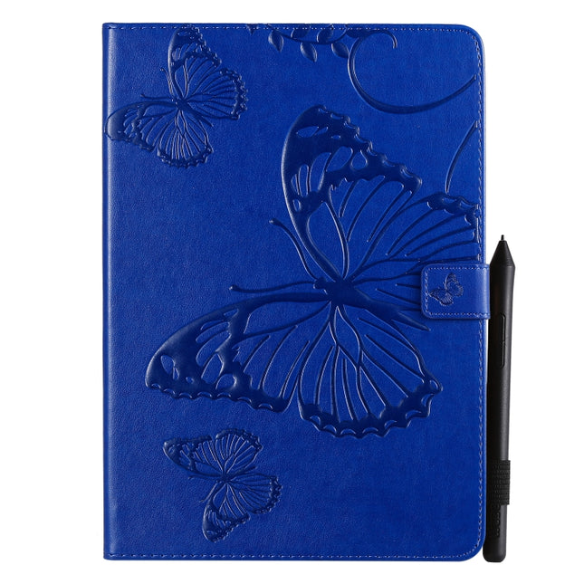 For iPad 10.2 / Pro 10.5 / Air 2019 Pressed Printing Butterfly Pattern Horizontal Flip PU Leather Case with Holder & Card Slots & Wallet & Pen Slot(Blue)-garmade.com