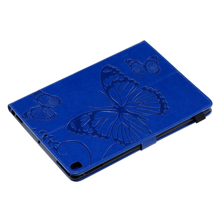 For iPad 10.2 / Pro 10.5 / Air 2019 Pressed Printing Butterfly Pattern Horizontal Flip PU Leather Case with Holder & Card Slots & Wallet & Pen Slot(Blue)-garmade.com