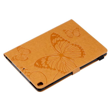 For iPad 10.2 / Pro 10.5 / Air 2019 Pressed Printing Butterfly Pattern Horizontal Flip PU Leather Case with Holder & Card Slots & Wallet & Pen Slot(Yellow)-garmade.com