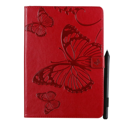 For iPad 10.2 / Pro 10.5 / Air 2019 Pressed Printing Butterfly Pattern Horizontal Flip PU Leather Case with Holder & Card Slots & Wallet & Pen Slot(Red)-garmade.com