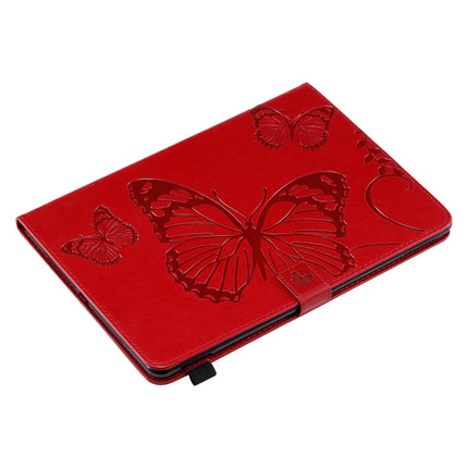 For iPad 10.2 / Pro 10.5 / Air 2019 Pressed Printing Butterfly Pattern Horizontal Flip PU Leather Case with Holder & Card Slots & Wallet & Pen Slot(Red)-garmade.com