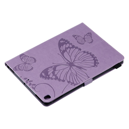 For iPad 10.2 / Pro 10.5 / Air 2019 Pressed Printing Butterfly Pattern Horizontal Flip PU Leather Case with Holder & Card Slots & Wallet & Pen Slot(Purple)-garmade.com