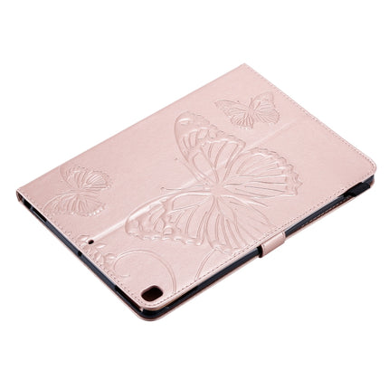 For iPad 10.2 / Pro 10.5 / Air 2019 Pressed Printing Butterfly Pattern Horizontal Flip PU Leather Case with Holder & Card Slots & Wallet & Pen Slot(Rose Gold)-garmade.com