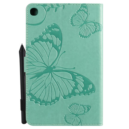For Galaxy Tab A 8.0 & S Pen (2019) Pressed Printing Butterfly Pattern Horizontal Flip PU Leather Case with Holder & Card Slots & Wallet & Pen Slot(Green)-garmade.com