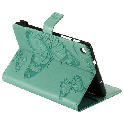 For Galaxy Tab A 8.0 & S Pen (2019) Pressed Printing Butterfly Pattern Horizontal Flip PU Leather Case with Holder & Card Slots & Wallet & Pen Slot(Green)-garmade.com