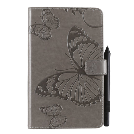 For Galaxy Tab A 8.0 & S Pen (2019) Pressed Printing Butterfly Pattern Horizontal Flip PU Leather Case with Holder & Card Slots & Wallet & Pen Slot(Grey)-garmade.com
