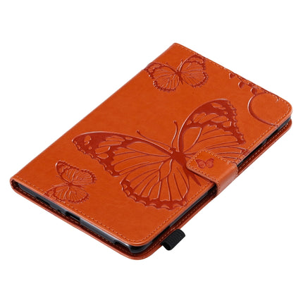 For Galaxy Tab A 8.0 & S Pen (2019) Pressed Printing Butterfly Pattern Horizontal Flip PU Leather Case with Holder & Card Slots & Wallet & Pen Slot(Orange)-garmade.com
