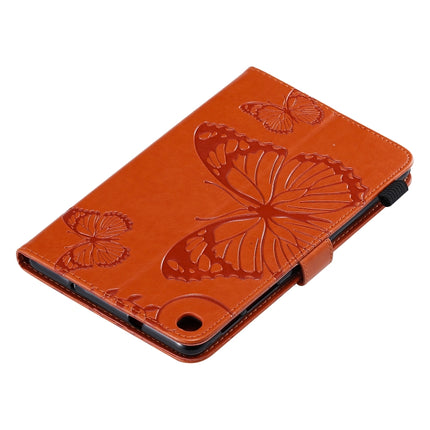 For Galaxy Tab A 8.0 & S Pen (2019) Pressed Printing Butterfly Pattern Horizontal Flip PU Leather Case with Holder & Card Slots & Wallet & Pen Slot(Orange)-garmade.com