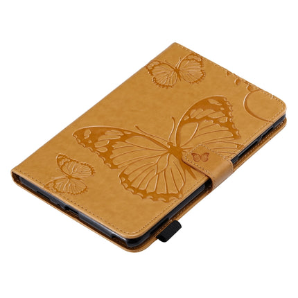 For Galaxy Tab A 8.0 & S Pen (2019) Pressed Printing Butterfly Pattern Horizontal Flip PU Leather Case with Holder & Card Slots & Wallet & Pen Slot(Yellow)-garmade.com
