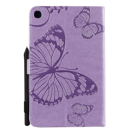 For Galaxy Tab A 8.0 & S Pen (2019) Pressed Printing Butterfly Pattern Horizontal Flip PU Leather Case with Holder & Card Slots & Wallet & Pen Slot(Purple)-garmade.com