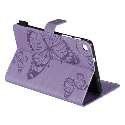 For Galaxy Tab A 8.0 & S Pen (2019) Pressed Printing Butterfly Pattern Horizontal Flip PU Leather Case with Holder & Card Slots & Wallet & Pen Slot(Purple)-garmade.com