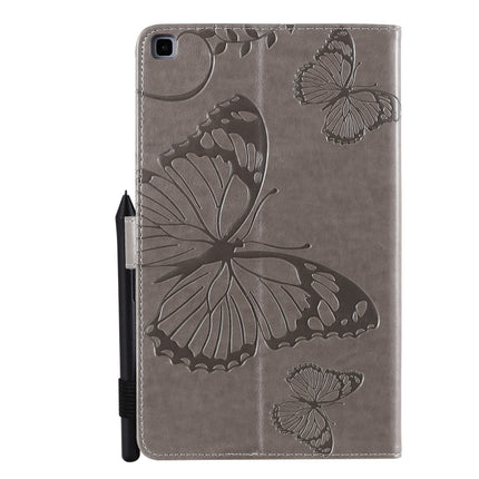 For Galaxy Tab A 8.0 (2019) Pressed Printing Butterfly Pattern Horizontal Flip PU Leather Case with Holder & Card Slots & Wallet & Pen Slot(Grey)-garmade.com