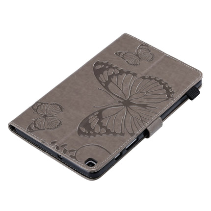 For Galaxy Tab A 8.0 (2019) Pressed Printing Butterfly Pattern Horizontal Flip PU Leather Case with Holder & Card Slots & Wallet & Pen Slot(Grey)-garmade.com