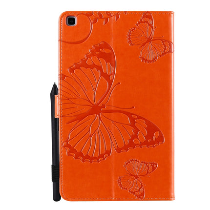 For Galaxy Tab A 8.0 (2019) Pressed Printing Butterfly Pattern Horizontal Flip PU Leather Case with Holder & Card Slots & Wallet & Pen Slot(Orange)-garmade.com