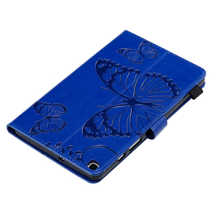 For Galaxy Tab A 8.0 (2019) Pressed Printing Butterfly Pattern Horizontal Flip PU Leather Case with Holder & Card Slots & Wallet & Pen Slot(Blue)-garmade.com