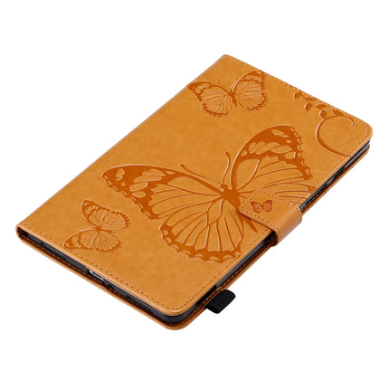 For Galaxy Tab A 8.0 (2019) Pressed Printing Butterfly Pattern Horizontal Flip PU Leather Case with Holder & Card Slots & Wallet & Pen Slot(Yellow)-garmade.com
