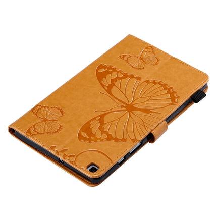 For Galaxy Tab A 8.0 (2019) Pressed Printing Butterfly Pattern Horizontal Flip PU Leather Case with Holder & Card Slots & Wallet & Pen Slot(Yellow)-garmade.com