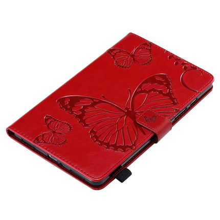 For Galaxy Tab A 8.0 (2019) Pressed Printing Butterfly Pattern Horizontal Flip PU Leather Case with Holder & Card Slots & Wallet & Pen Slot(Red)-garmade.com