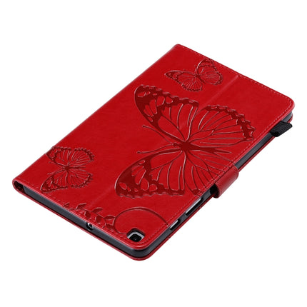 For Galaxy Tab A 8.0 (2019) Pressed Printing Butterfly Pattern Horizontal Flip PU Leather Case with Holder & Card Slots & Wallet & Pen Slot(Red)-garmade.com