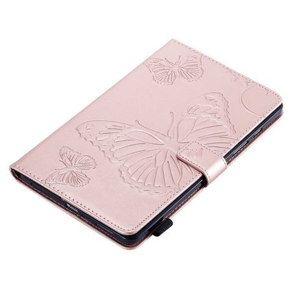 For Galaxy Tab A 8.0 (2019) T295/T290 Pressed Printing Butterfly Pattern Horizontal Flip PU Leather Case with Holder & Card Slots & Wallet & Pen Slot(Rose Gold)-garmade.com