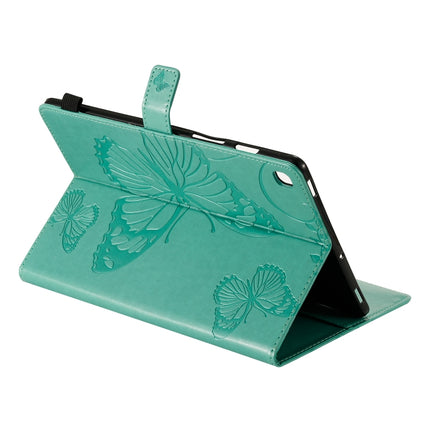 For Galaxy Tab S5e Pressed Printing Butterfly Pattern Horizontal Flip PU Leather Case with Holder & Card Slots & Wallet & Pen Slot(Green)-garmade.com