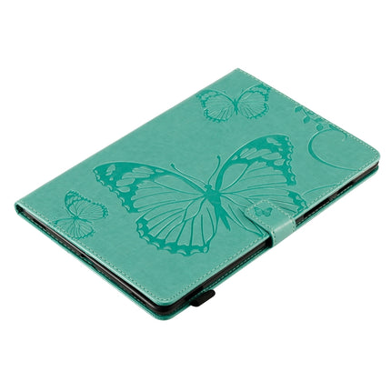 For Galaxy Tab S5e Pressed Printing Butterfly Pattern Horizontal Flip PU Leather Case with Holder & Card Slots & Wallet & Pen Slot(Green)-garmade.com
