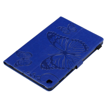 For Galaxy Tab S5e Pressed Printing Butterfly Pattern Horizontal Flip PU Leather Case with Holder & Card Slots & Wallet & Pen Slot(Blue)-garmade.com