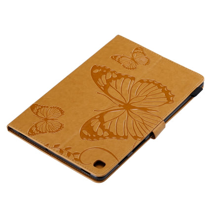 For Galaxy Tab S5e Pressed Printing Butterfly Pattern Horizontal Flip PU Leather Case with Holder & Card Slots & Wallet & Pen Slot(Yellow)-garmade.com