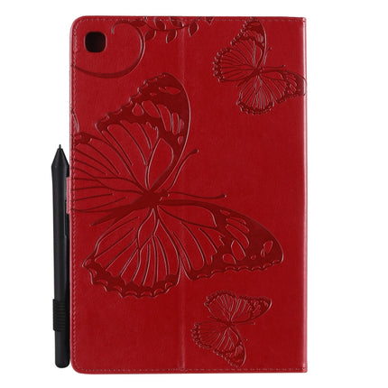 For Galaxy Tab S5e Pressed Printing Butterfly Pattern Horizontal Flip PU Leather Case with Holder & Card Slots & Wallet & Pen Slot(Red)-garmade.com