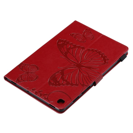 For Galaxy Tab S5e Pressed Printing Butterfly Pattern Horizontal Flip PU Leather Case with Holder & Card Slots & Wallet & Pen Slot(Red)-garmade.com