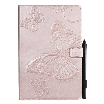 For Galaxy Tab S5e Pressed Printing Butterfly Pattern Horizontal Flip PU Leather Case with Holder & Card Slots & Wallet & Pen Slot(Rose Gold)-garmade.com