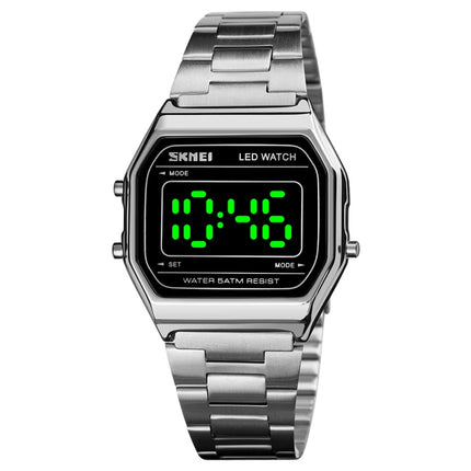 SKMEI 1646 LED Digital Display Luminous Electronic Watch(Silver)-garmade.com