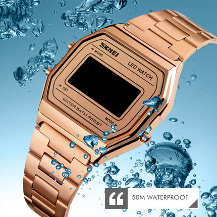 SKMEI 1646 LED Digital Display Luminous Electronic Watch(Gold)-garmade.com