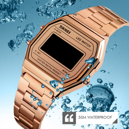 SKMEI 1646 LED Digital Display Luminous Electronic Watch(Rose Gold)-garmade.com