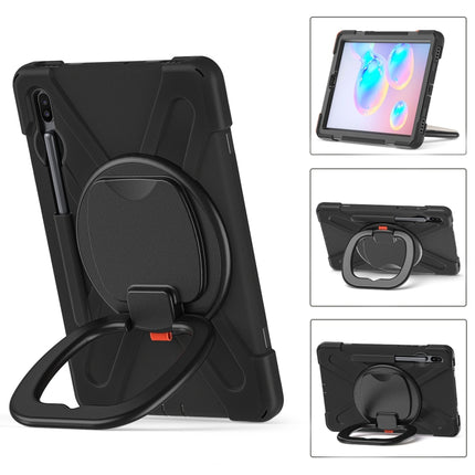 For Samsung Galaxy Tab S6 T860 Silicone + PC Protective Case with Holder & Shoulder Strap(Black)-garmade.com