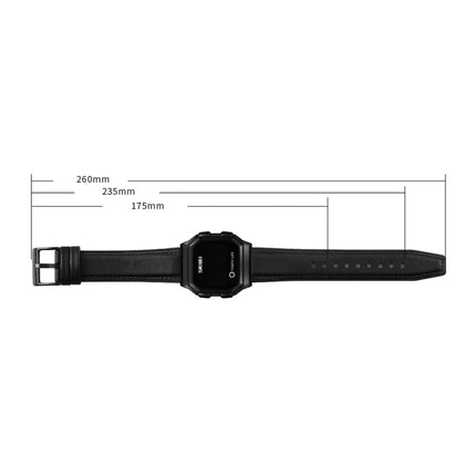 SKMEI 1650 Leather Strap Version LED Digital Display Electronic Watch with Touch Luminous Button(Black Shell Brown Belt)-garmade.com