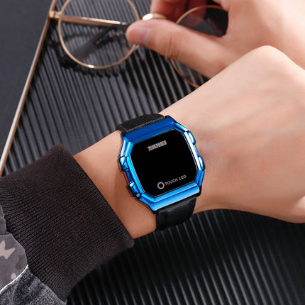 SKMEI 1650 Leather Strap Version LED Digital Display Electronic Watch with Touch Luminous Button(Blue)-garmade.com