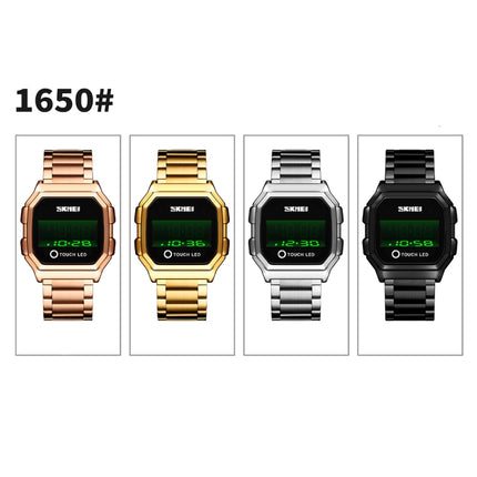 SKMEI 1650 Steel Strap Version LED Digital Display Electronic Watch with Touch Luminous Button(Rose Gold)-garmade.com