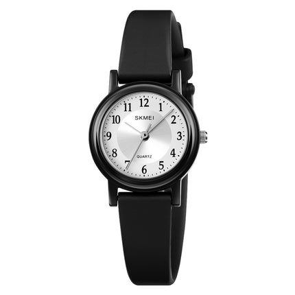 SKMEI 1659 Thin PU Leather Strap Small Dial Quartz Watch for Ladies(Black Case Digital Type)-garmade.com