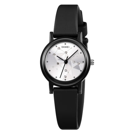 SKMEI 1659 Thin PU Leather Strap Small Dial Quartz Watch for Ladies(Black Shell Constellation Type)-garmade.com