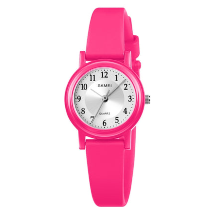 SKMEI 1659 Thin PU Leather Strap Small Dial Quartz Watch for Ladies(Rose Red)-garmade.com